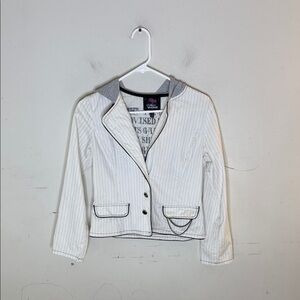 Abbey Dawn x Alice in Wonderland White Striped Spider Embellished Jacket Sz MD